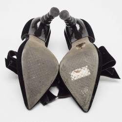 Pre Owned Tory Burch Black Velvet Clara Pumps Size 37.5