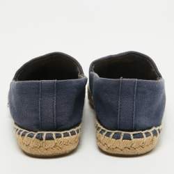 Tory Burch Blue Canvas Weston Espadrille Flats Size 37.5
