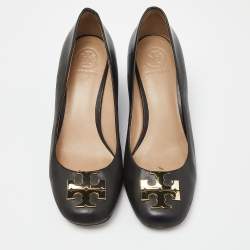 Tory Burch Black Leather Wedge Pumps Size 36.5