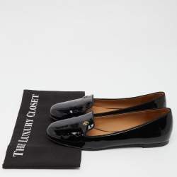 Pre Owned Tory Burch Black Patent Leather Samantha Smoking Slippers Size 37.5