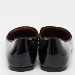 Pre Owned Tory Burch Black Patent Leather Samantha Smoking Slippers Size 37.5
