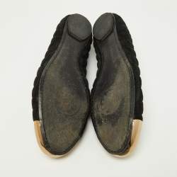 Pre Owned Tory Burch Black Quilted Suede Kaitlin Ballet Flats Size 41.5