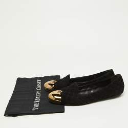 Pre Owned Tory Burch Black Quilted Suede Kaitlin Ballet Flats Size 41.5