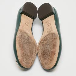 Pre Owned Tory Burch Green Leather Benton Ballet Flats Size 38.5