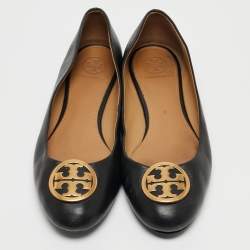 Pre Owned Tory Burch Black Leather Benton Ballet Flats Size 39