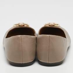 Pre Owned Tory Burch Beige Leather Benton Ballet Flats Size 39