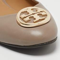 Pre Owned Tory Burch Beige Leather Benton Ballet Flats Size 39
