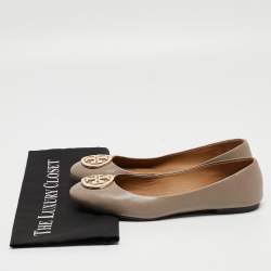 Pre Owned Tory Burch Beige Leather Benton Ballet Flats Size 39