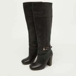 Tory Burch Black Leather Knee Length Boots Size 35.5