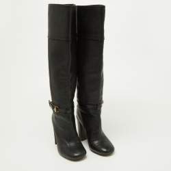 Tory Burch Black Leather Knee Length Boots Size 35.5