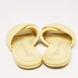 Pre Owned Tory Burch Yellow Quilted Leather Kira Flat Slides Size 38