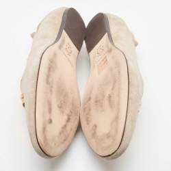 Pre Owned Tory Burch Beige Suede Scrunch Loafers Size 40.5