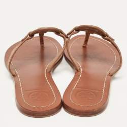 Pre Owned Tory Burch Brown Leather Miller Thong Flats Size 36.5