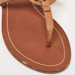 Pre Owned Tory Burch Brown Leather Miller Thong Flats Size 36.5