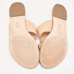 Pre Owned Tory Burch Peach Pink Leather Patos Disk Thong Flats Size 40