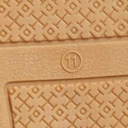 Pre Owned Tory Burch Off White/Black Leather Logo Cap Toe Espadrille Flats Size 41