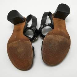 Pre Owned Tory Burch Black Leather Gigi Slingback Sandals Size 36.5