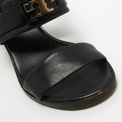 Pre Owned Tory Burch Black Leather Gigi Slingback Sandals Size 36.5