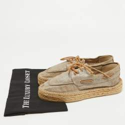 Pre Owned Tory Burch Two Tone Jute Blanton Espadrilles Size 41.5