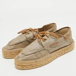 Pre Owned Tory Burch Two Tone Jute Blanton Espadrilles Size 41.5