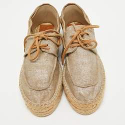 Pre Owned Tory Burch Two Tone Jute Blanton Espadrilles Size 41.5