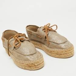 Pre Owned Tory Burch Two Tone Jute Blanton Espadrilles Size 41.5