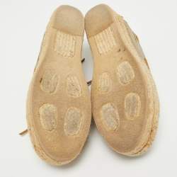 Pre Owned Tory Burch Two Tone Jute Blanton Espadrilles Size 41.5