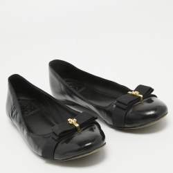 Tory Burch Black Patent Leather Bow Ballet Flats Size 39