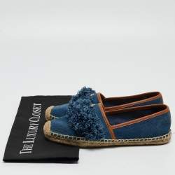 Tory Burch Blue Denim Shaw Espadrille Flats Size 38