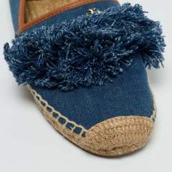 Tory Burch Blue Denim Shaw Espadrille Flats Size 38
