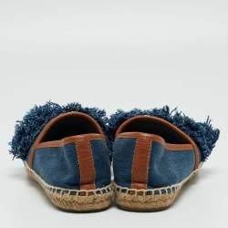 Tory Burch Blue Denim Shaw Espadrille Flats Size 38