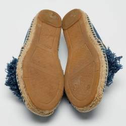 Tory Burch Blue Denim Shaw Espadrille Flats Size 38