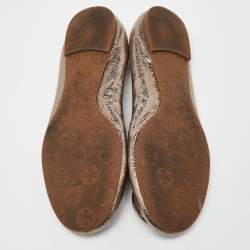 Pre Owned Tory Burch Metallic Leather Minnie Ballet Flats Size 40.5