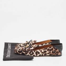 Tory Burch Tricolor Animal Print Calf Hair and Leather Tory Charm Loafers Size 37.5 