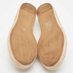 Pre Owned Tory Burch Brown/Beige Python Embossed Minnie Ballet Flats Size 38