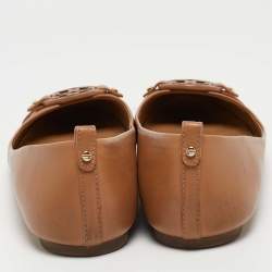 Pre Owned Tory Burch Brown Leather Ballet Flats Size 41 