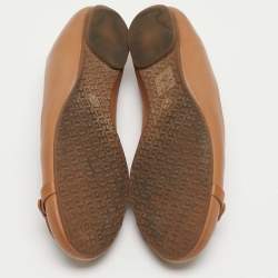 Pre Owned Tory Burch Brown Leather Ballet Flats Size 41 