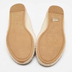 Pre Owned Tory Burch Grey/Black Suede and Leather Pearl Embellished Slip On Espadrilles Flats Size 39