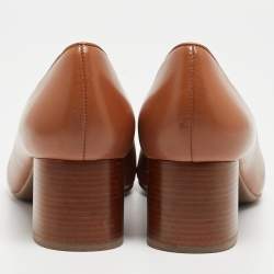 Pre Owned Tory Burch Brown Leather Janey Pumps Size 39.5