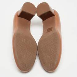 Pre Owned Tory Burch Brown Leather Janey Pumps Size 39.5