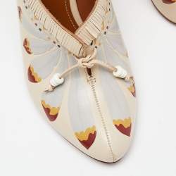 Pre Owned Tory Burch Beige Leather Ankle Booties Size 37.5