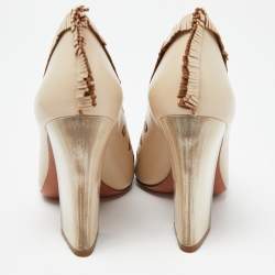 Pre Owned Tory Burch Beige Leather Ankle Booties Size 37.5