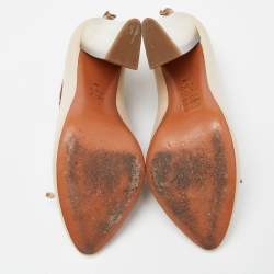 Pre Owned Tory Burch Beige Leather Ankle Booties Size 37.5