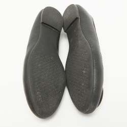 Pre Owned Tory Burch Black Leather Claire Ballet Flats Size 37.5