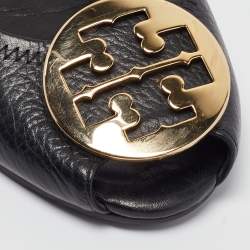 Pre Owned Tory Burch Black Leather Julianne Wedge Pumps Size 39.5