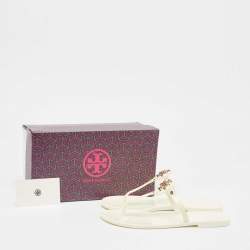 Tory Burch Ivory Rubber Mini Miller Thong Flats Size 37.5