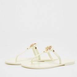 Tory Burch Ivory Rubber Mini Miller Thong Flats Size 37.5