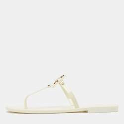Tory Burch Ivory Rubber Mini Miller Thong Flats Size 37.5
