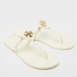 Tory Burch Ivory Rubber Mini Miller Thong Flats Size 37.5