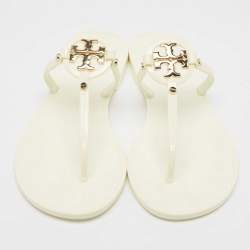 Tory Burch Ivory Rubber Mini Miller Thong Flats Size 37.5